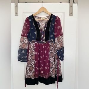 Quarter Sleeve Patchwork Anthro/Maeve Dress
